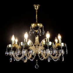 Casa Padrino Lampadario in cristallo barocco di lusso Oro Ø 68 x H. 52 cm - Sontuosa Lampadario in ottone con cristallo di Boemia - Mobili barocchi - Nobile e sontuoso Casa Padrino Lampadario in cristallo barocco di lusso Oro Ø 68 x H. 52 cm - Sontuosa Lampadario in ottone con cristallo di Boemia - Mobili barocchi - Nobile e sontuoso