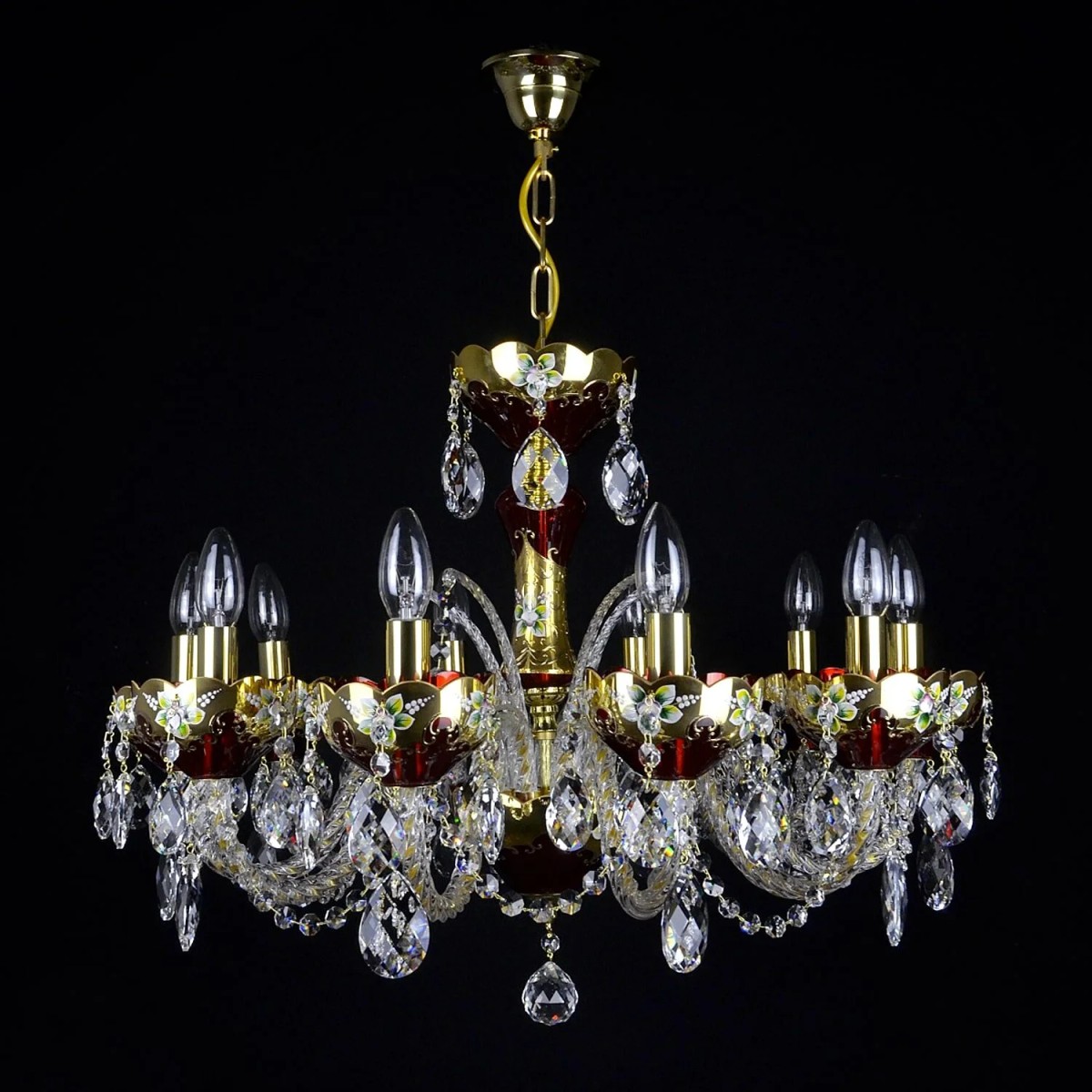 Casa Padrino Lampadario in cristallo barocco di lusso Oro Ø 68 x H. 52 cm - Sontuosa Lampadario in ottone con cristallo di Boemia - Mobili barocchi - Nobile e sontuoso Casa Padrino Lampadario in cristallo barocco di lusso Oro Ø 68 x H. 52 cm - Sontuosa Lampadario in ottone con cristallo di Boemia - Mobili barocchi - Nobile e sontuoso