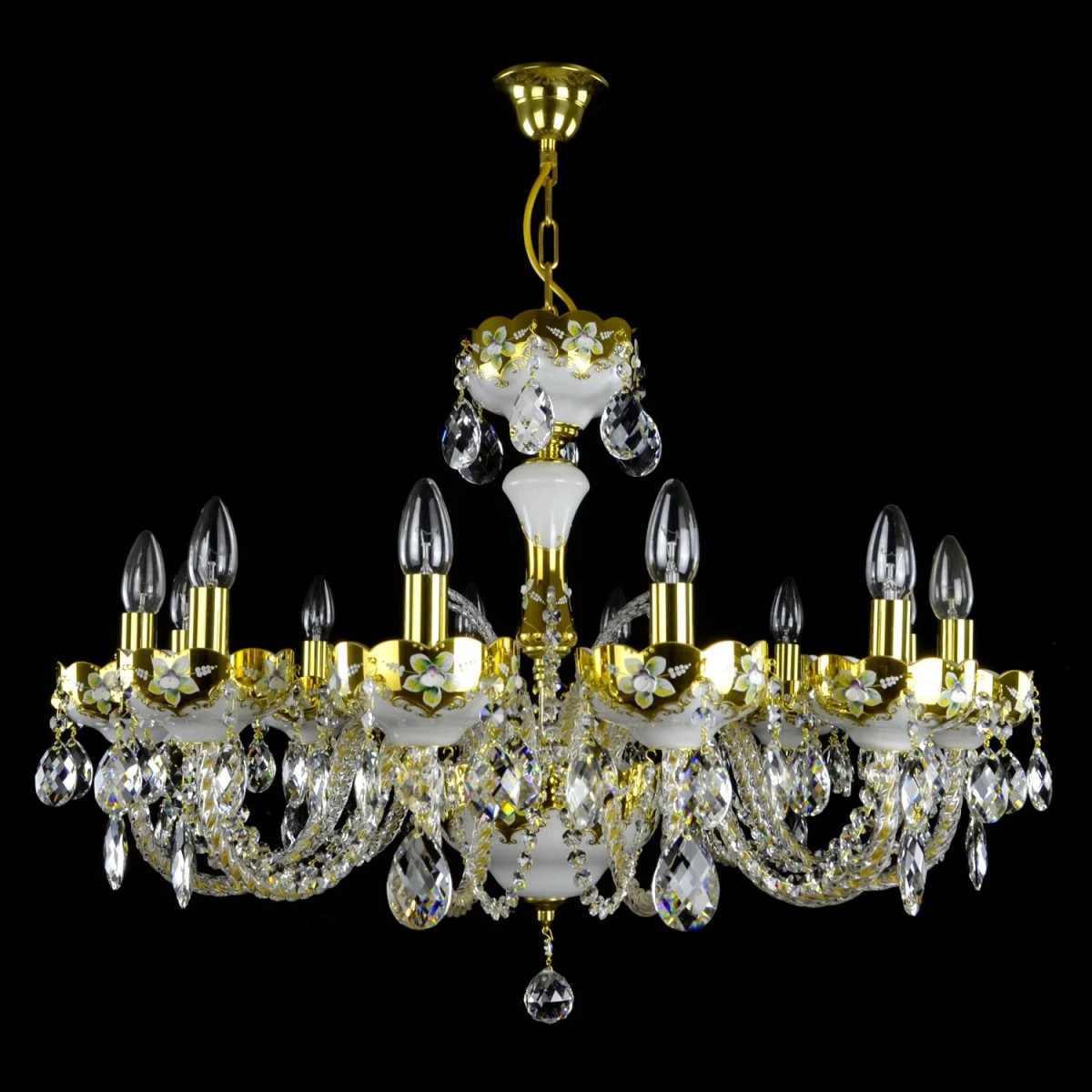 Casa Padrino Lampadario in cristallo barocco di lusso Oro Ø 80 x H. 60 cm - Sontuosa Lampadario in ottone con cristallo di Boemia - Mobili barocchi - Nobile e sontuoso Casa Padrino Lampadario in cristallo barocco di lusso Oro Ø 80 x H. 60 cm - Sontuosa Lampadario in ottone con cristallo di Boemia - Mobili barocchi - Nobile e sontuoso