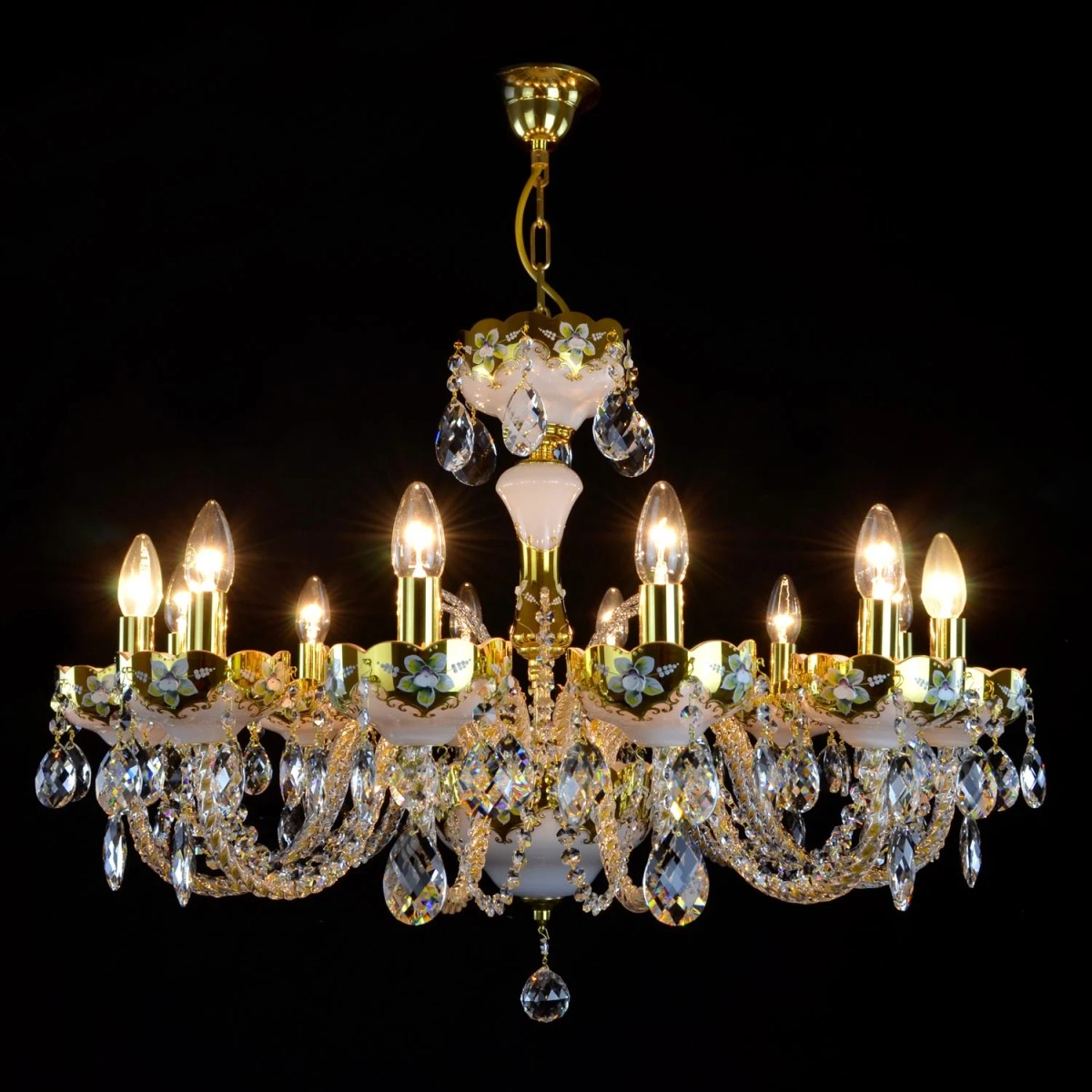 Casa Padrino Lampadario in cristallo barocco di lusso Oro Ø 80 x H. 60 cm - Sontuosa Lampadario in ottone con cristallo di Boemia - Mobili barocchi - Nobile e sontuoso Casa Padrino Lampadario in cristallo barocco di lusso Oro Ø 80 x H. 60 cm - Sontuosa Lampadario in ottone con cristallo di Boemia - Mobili barocchi - Nobile e sontuoso