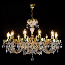 Casa Padrino Lampadario in cristallo barocco di lusso Oro Ø 80 x H. 60 cm - Sontuosa Lampadario in ottone con cristallo di Boemia - Mobili barocchi - Nobile e sontuoso Casa Padrino Lampadario in cristallo barocco di lusso Oro Ø 80 x H. 60 cm - Sontuosa Lampadario in ottone con cristallo di Boemia - Mobili barocchi - Nobile e sontuoso