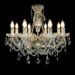 Casa Padrino Luxus Barock Kristall Kronleuchter Gold Ø 60 x H. 51 cm - Prunkvolle Messing Kronleuchter mit böhmischem Kristallglas - Barock Möbel - Edel & Prunkvoll Casa Padrino Luxus Barock Kristall Kronleuchter Gold Ø 60 x H. 51 cm - Prunkvolle Messing Kronleuchter mit böhmischem Kristallglas - Barock Möbel - Edel & Prunkvoll
