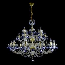 Casa Padrino Lámpara de techo de cristal de lujo Oro Ø 105 x H. 90 cm - Suntuosa Lámpara de techo de latón con cristal de Bohemia - Muebles barrocos - Noble y suntuosa