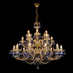 Casa Padrino Lámpara de techo de cristal de lujo Oro Ø 105 x H. 90 cm - Suntuosa Lámpara de techo de latón con cristal de Bohemia - Muebles barrocos - Noble y suntuosa