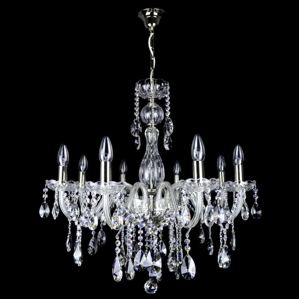 Casa Padrino Lampadario in cristallo barocco di lusso Argento Ø 70 x H. 70 cm - Sontuosa Lampadario in ottone con cristallo di Boemia - Mobili barocchi - Nobile e sontuoso Casa Padrino Lampadario in cristallo barocco di lusso Argento Ø 70 x H. 70 cm - Sontuosa Lampadario in ottone con cristallo di Boemia - Mobili barocchi - Nobile e sontuoso