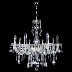 Casa Padrino Lampadario in cristallo barocco di lusso Argento Ø 70 x H. 70 cm - Sontuosa Lampadario in ottone con cristallo di Boemia - Mobili barocchi - Nobile e sontuoso Casa Padrino Lampadario in cristallo barocco di lusso Argento Ø 70 x H. 70 cm - Sontuosa Lampadario in ottone con cristallo di Boemia - Mobili barocchi - Nobile e sontuoso