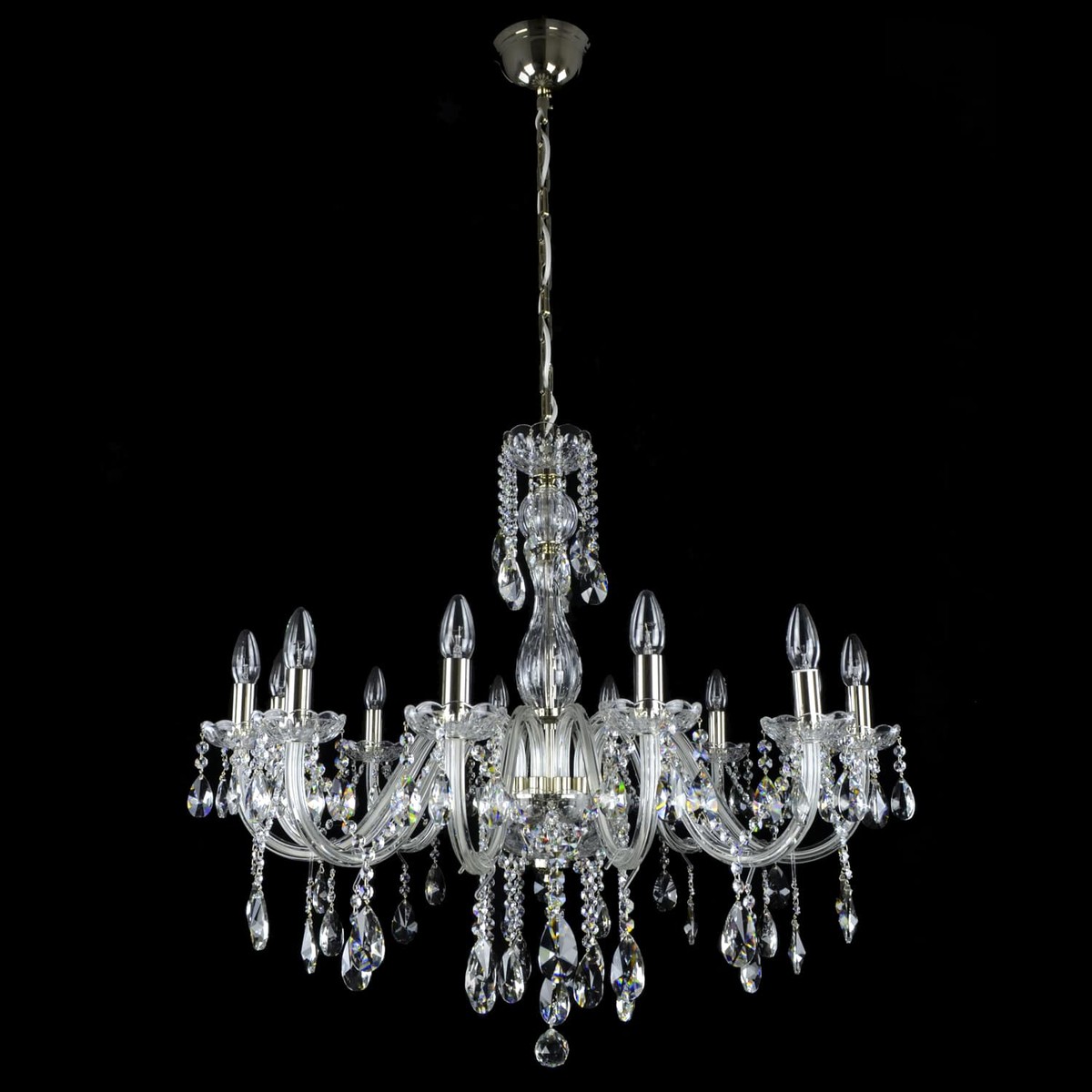 Casa Padrino Luxus Barock Kristall Kronleuchter Silber Ø 83 x H. 77 cm - Prunkvolle Messing Kronleuchter mit böhmischem Kristallglas - Barock Möbel - Edel & Prunkvoll Casa Padrino Luxus Barock Kristall Kronleuchter Silber Ø 83 x H. 77 cm - Prunkvolle Messing Kronleuchter mit böhmischem Kristallglas - Barock Möbel - Edel & Prunkvoll