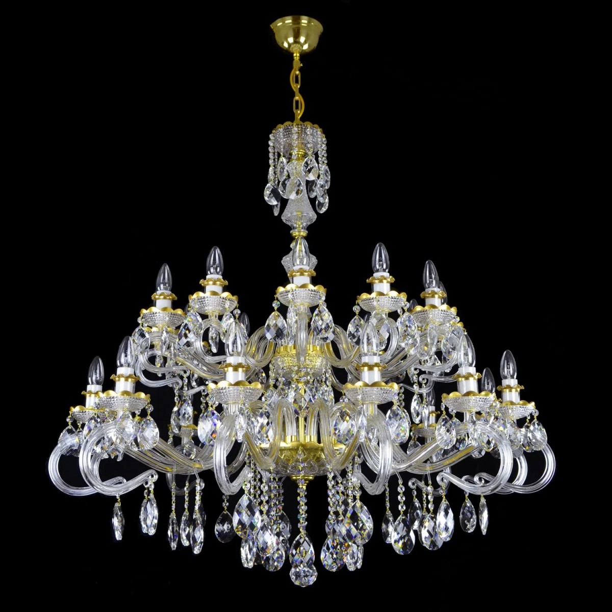 Casa Padrino Lampadario in cristallo barocco di lusso Oro Ø 110 x H. 100 cm - Sontuosa Lampadario in ottone con cristallo di Boemia - Mobili barocchi - Nobile e sontuoso Casa Padrino Lampadario in cristallo barocco di lusso Oro Ø 110 x H. 100 cm - Sontuosa Lampadario in ottone con cristallo di Boemia - Mobili barocchi - Nobile e sontuoso