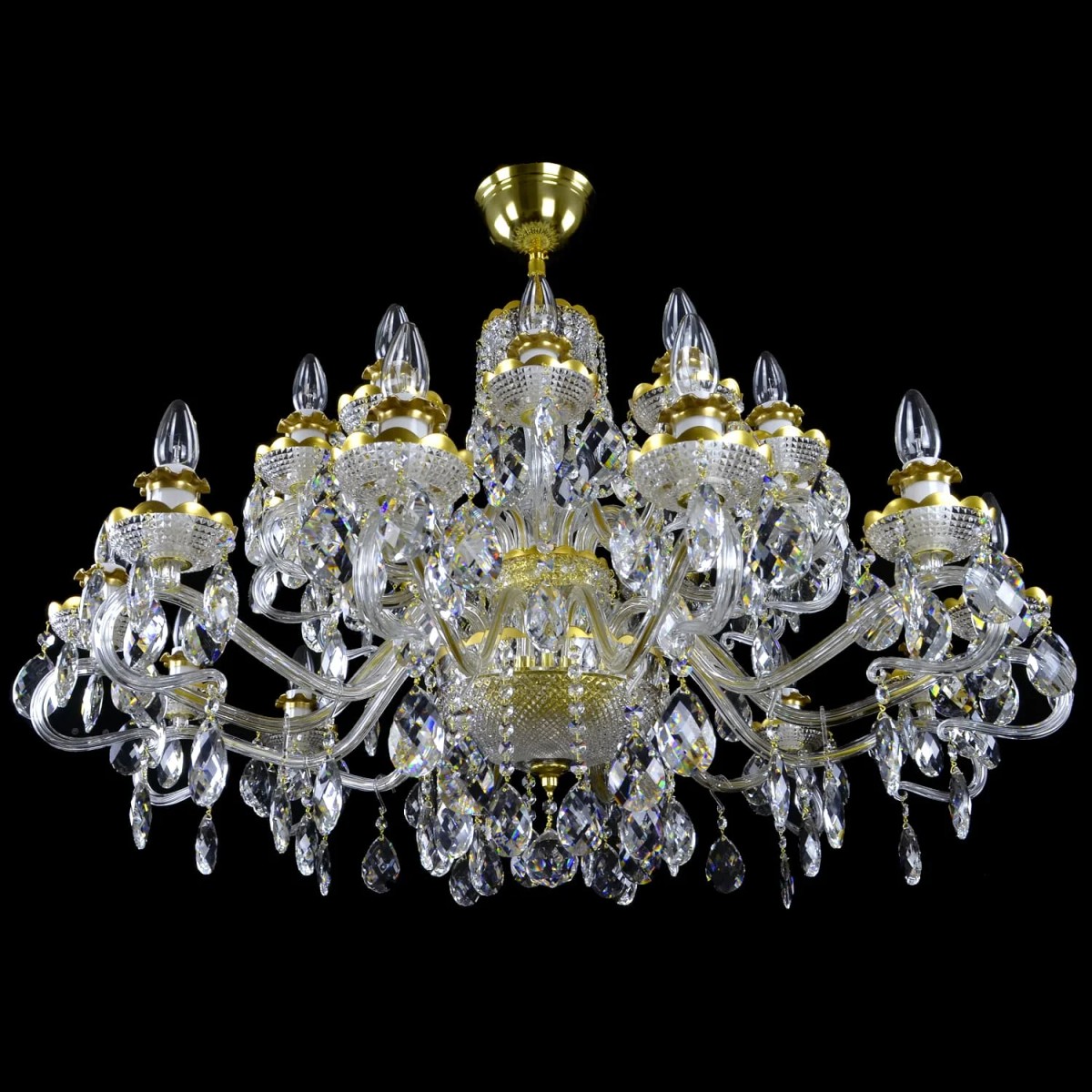 Casa Padrino Lampadario in cristallo barocco di lusso Oro Ø 110 x H. 100 cm - Sontuosa Lampadario in ottone con cristallo di Boemia - Mobili barocchi - Nobile e sontuoso Casa Padrino Lampadario in cristallo barocco di lusso Oro Ø 110 x H. 100 cm - Sontuosa Lampadario in ottone con cristallo di Boemia - Mobili barocchi - Nobile e sontuoso