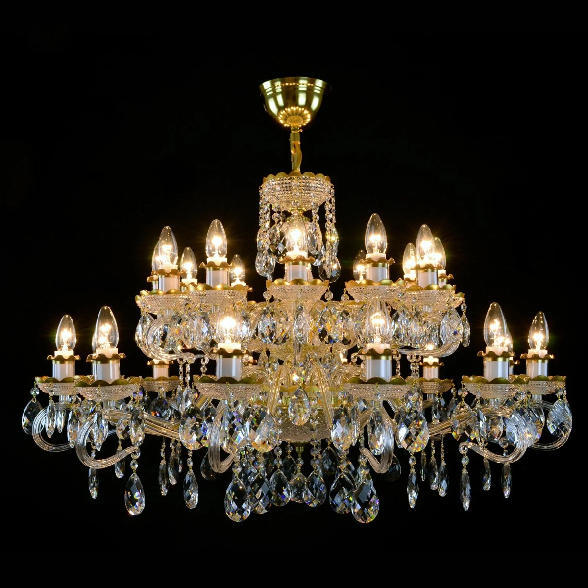 Casa Padrino Lampadario in cristallo barocco di lusso Oro Ø 110 x H. 100 cm - Sontuosa Lampadario in ottone con cristallo di Boemia - Mobili barocchi - Nobile e sontuoso Casa Padrino Lampadario in cristallo barocco di lusso Oro Ø 110 x H. 100 cm - Sontuosa Lampadario in ottone con cristallo di Boemia - Mobili barocchi - Nobile e sontuoso