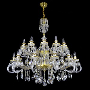 Casa Padrino Luxury Baroque Crystal Chandelier Gold Ø 110 x H. 100 cm - Magnificent Brass Chandelier with Bohemian Crystal Glass - Baroque Furniture - Noble & Magnificent
