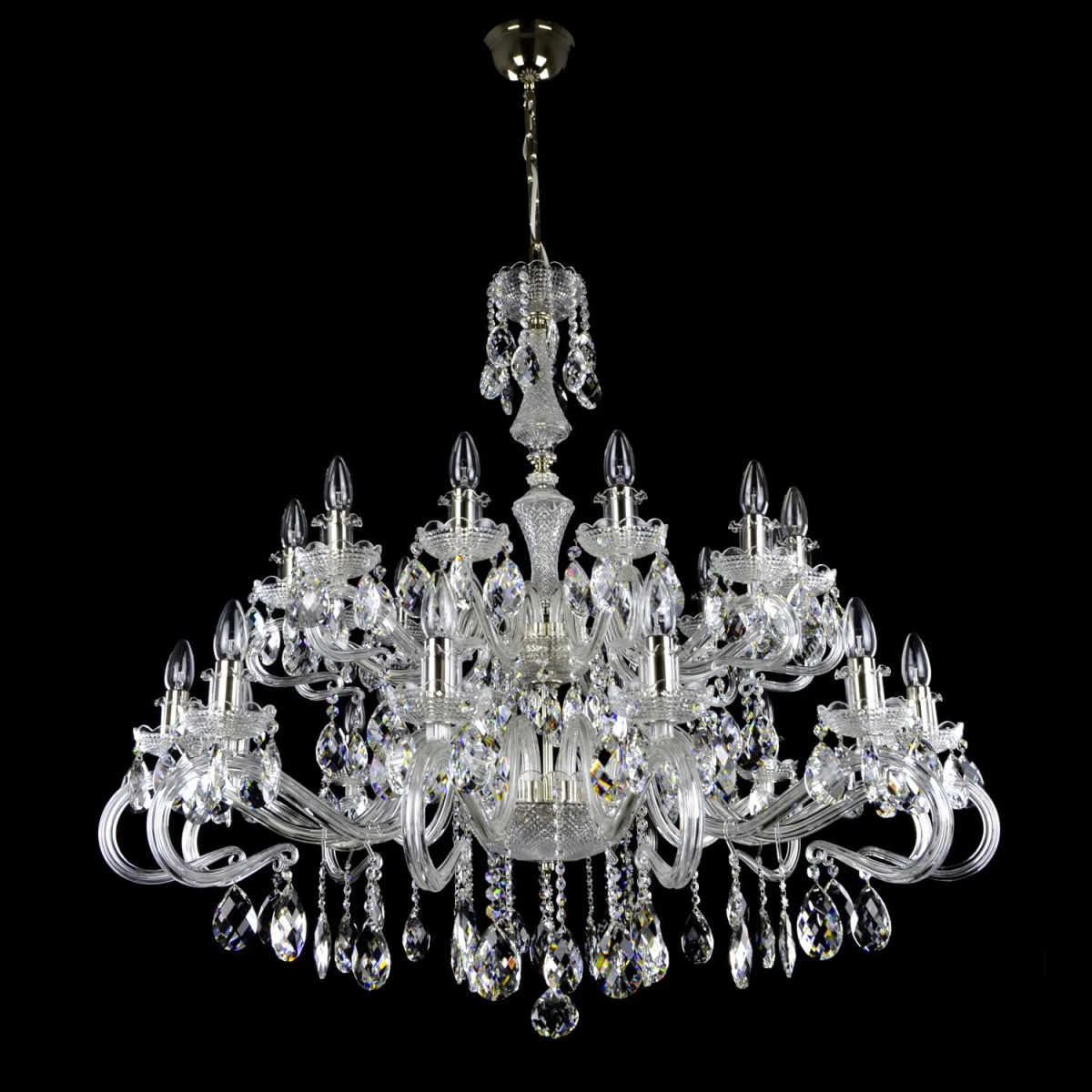 Casa Padrino Luxus Barock Kristall Kronleuchter Silber Ø 110 x H. 100 cm - Prunkvolle Messing Kronleuchter mit böhmischem Kristallglas - Barock Möbel - Edel & Prunkvoll Casa Padrino Luxus Barock Kristall Kronleuchter Silber Ø 110 x H. 100 cm - Prunkvolle Messing Kronleuchter mit böhmischem Kristallglas - Barock Möbel - Edel & Prunkvoll