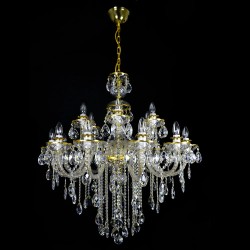 Casa Padrino Luxus Barock Kristall Kronleuchter Gold Ø 90 x H. 105 cm - Prunkvolle Messing Kronleuchter mit böhmischem Kristallglas - Barock Möbel - Edel & Prunkvoll