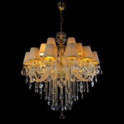 Casa Padrino Luxus Barock Kristall Kronleuchter Gold Ø 90 x H. 105 cm - Prunkvolle Messing Kronleuchter mit böhmischem Kristallglas - Barock Möbel - Edel & Prunkvoll