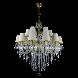 Casa Padrino Luxus Barock Kristall Kronleuchter Gold Ø 90 x H. 105 cm - Prunkvolle Messing Kronleuchter mit böhmischem Kristallglas - Barock Möbel - Edel & Prunkvoll