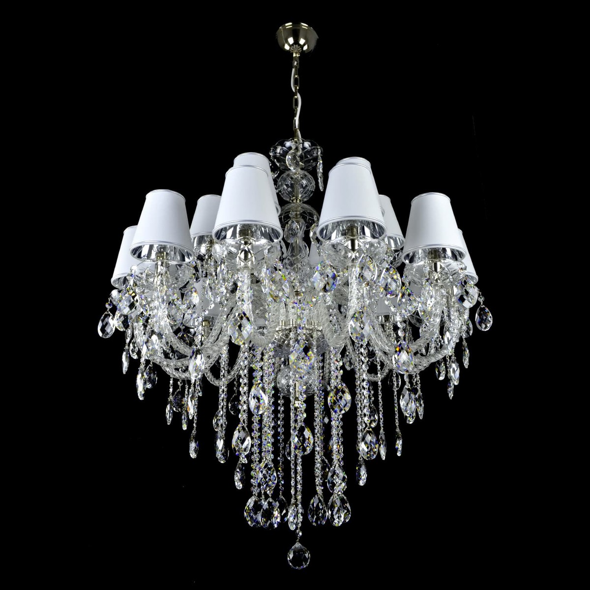 Casa Padrino Lampadario in cristallo barocco di lusso Argento Ø 90 x H. 105 cm - Sontuosa Lampadario in ottone con cristallo di Boemia - Mobili barocchi - Nobile e sontuoso Casa Padrino Lampadario in cristallo barocco di lusso Argento Ø 90 x H. 105 cm - Sontuosa Lampadario in ottone con cristallo di Boemia - Mobili barocchi - Nobile e sontuoso