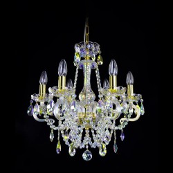 Casa Padrino Luxus Barock Kristall Kronleuchter Gold Ø 50 x H. 55 cm - Prunkvolle Messing Kronleuchter mit böhmischem Kristallglas - Barock Möbel - Edel & Prunkvoll Casa Padrino Luxus Barock Kristall Kronleuchter Gold Ø 50 x H. 55 cm - Prunkvolle Messing Kronleuchter mit böhmischem Kristallglas - Barock Möbel - Edel & Prunkvoll