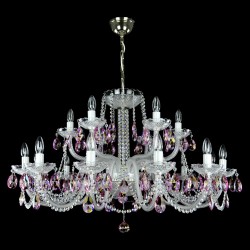 Casa Padrino Lámpara de techo de cristal barroco de lujo Plata Ø 105 x H. 56 cm - Suntuosa Lámpara de techo de latón con cristal de Bohemia - Muebles barrocos - Noble y suntuosa
