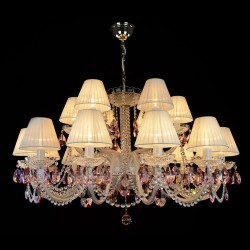 Casa Padrino Lámpara de techo de cristal barroco de lujo Plata Ø 105 x H. 56 cm - Suntuosa Lámpara de techo de latón con cristal de Bohemia - Muebles barrocos - Noble y suntuosa