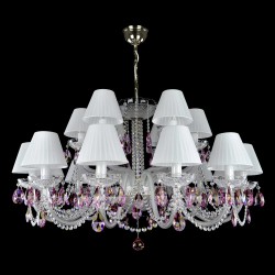 Casa Padrino Lámpara de techo de cristal barroco de lujo Plata Ø 105 x H. 56 cm - Suntuosa Lámpara de techo de latón con cristal de Bohemia - Muebles barrocos - Noble y suntuosa