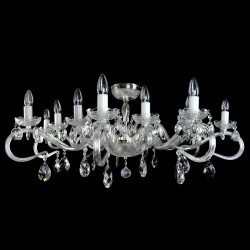 Casa Padrino Luxus Barock Kristall Deckenleuchte Silber Ø 107 x H. 42 cm - Prunkvolle Messing Deckenleuchte mit böhmischem Kristallglas - Barock Möbel - Edel & Prunkvoll