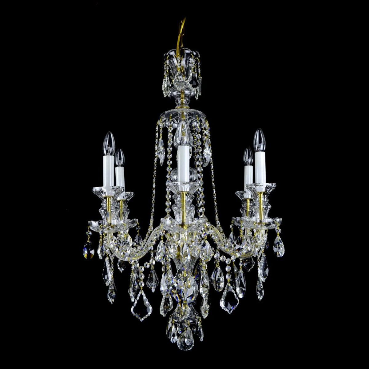 Casa Padrino Lampadario in cristallo barocco di lusso Oro Ø 56 x H. 87 cm - Sontuosa Lampadario in ottone con cristallo di Boemia - Mobili barocchi - Nobile e sontuoso Casa Padrino Lampadario in cristallo barocco di lusso Oro Ø 56 x H. 87 cm - Sontuosa Lampadario in ottone con cristallo di Boemia - Mobili barocchi - Nobile e sontuoso