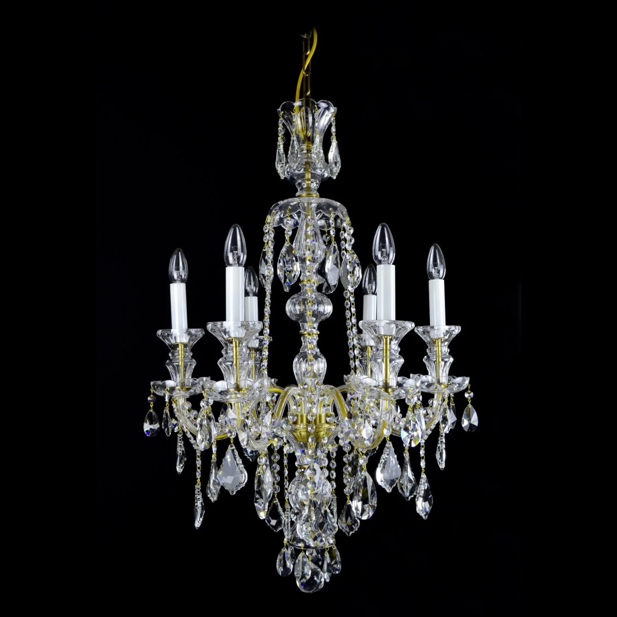 Casa Padrino Lampadario in cristallo barocco di lusso Oro Ø 56 x H. 87 cm - Sontuosa Lampadario in ottone con cristallo di Boemia - Mobili barocchi - Nobile e sontuoso Casa Padrino Lampadario in cristallo barocco di lusso Oro Ø 56 x H. 87 cm - Sontuosa Lampadario in ottone con cristallo di Boemia - Mobili barocchi - Nobile e sontuoso