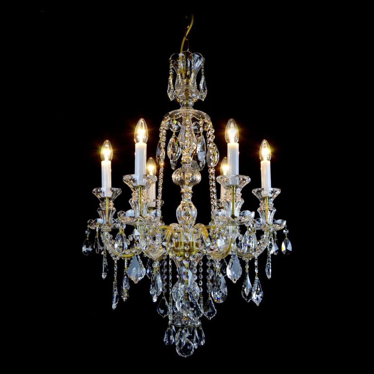 Casa Padrino Lampadario in cristallo barocco di lusso Oro Ø 56 x H. 87 cm - Sontuosa Lampadario in ottone con cristallo di Boemia - Mobili barocchi - Nobile e sontuoso Casa Padrino Lampadario in cristallo barocco di lusso Oro Ø 56 x H. 87 cm - Sontuosa Lampadario in ottone con cristallo di Boemia - Mobili barocchi - Nobile e sontuoso