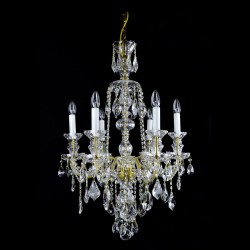 Casa Padrino Lampadario in cristallo barocco di lusso Oro Ø 56 x H. 87 cm - Sontuosa Lampadario in ottone con cristallo di Boemia - Mobili barocchi - Nobile e sontuoso Casa Padrino Lampadario in cristallo barocco di lusso Oro Ø 56 x H. 87 cm - Sontuosa Lampadario in ottone con cristallo di Boemia - Mobili barocchi - Nobile e sontuoso