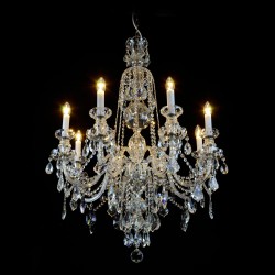 Casa Padrino Luxus Barock Kristall Kronleuchter Silber Ø 74 x H. 107 cm - Prunkvolle Messing Kronleuchter mit böhmischem Kristallglas - Barock Möbel - Edel & Prunkvoll