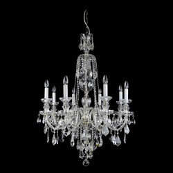 Casa Padrino Luxus Barock Kristall Kronleuchter Silber Ø 74 x H. 107 cm - Prunkvolle Messing Kronleuchter mit böhmischem Kristallglas - Barock Möbel - Edel & Prunkvoll