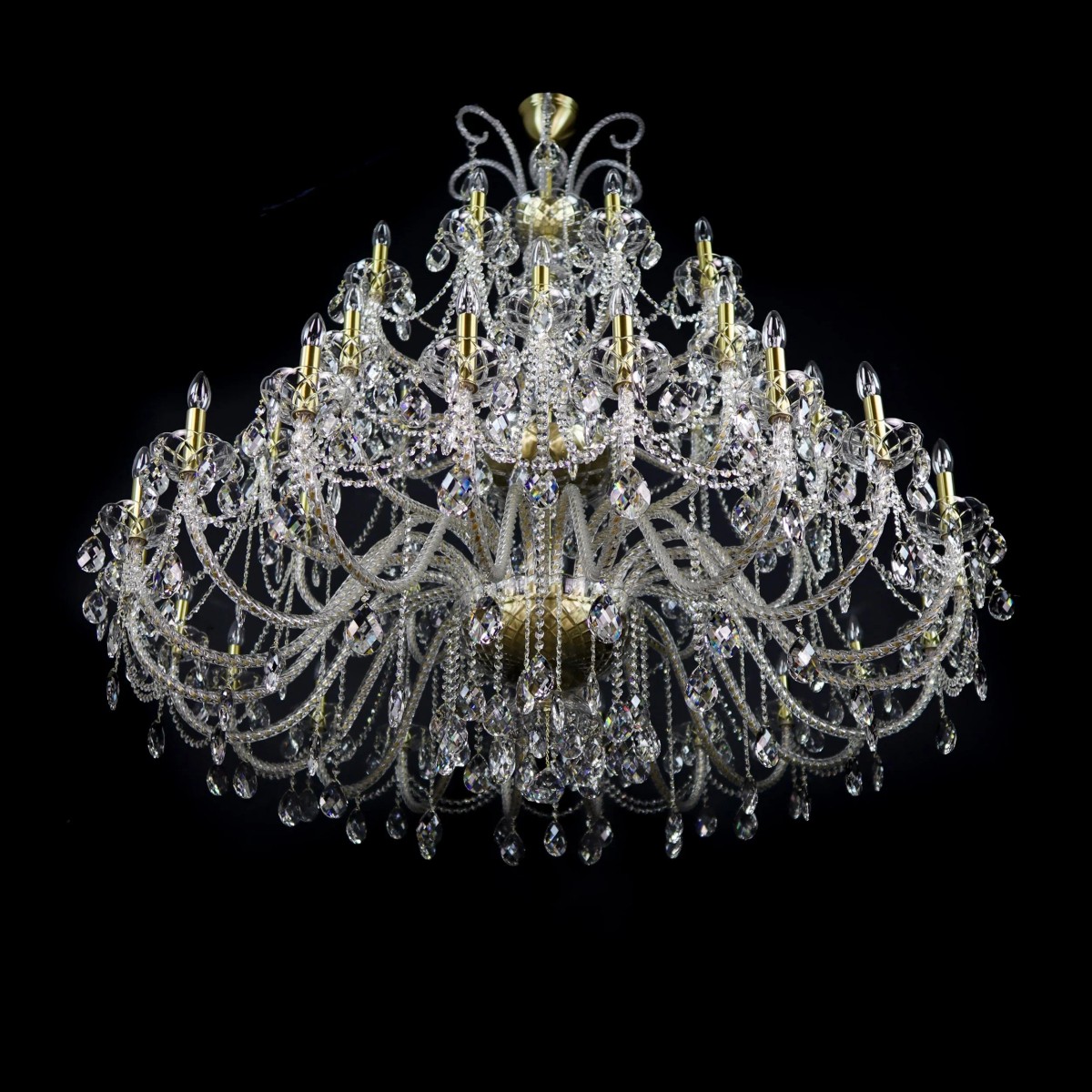 Casa Padrino Lampadario in cristallo barocco di lusso Oro Ø 160 x H. 160 cm - Sontuosa Lampadario in ottone con cristallo di Boemia - Mobili barocchi - Nobile e sontuoso Casa Padrino Lampadario in cristallo barocco di lusso Oro Ø 160 x H. 160 cm - Sontuosa Lampadario in ottone con cristallo di Boemia - Mobili barocchi - Nobile e sontuoso