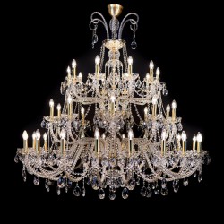 Casa Padrino Lampadario in cristallo barocco di lusso Oro Ø 160 x H. 160 cm - Sontuosa Lampadario in ottone con cristallo di Boemia - Mobili barocchi - Nobile e sontuoso Casa Padrino Lampadario in cristallo barocco di lusso Oro Ø 160 x H. 160 cm - Sontuosa Lampadario in ottone con cristallo di Boemia - Mobili barocchi - Nobile e sontuoso