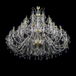 Casa Padrino Lampadario in cristallo barocco di lusso Oro Ø 160 x H. 160 cm - Sontuosa Lampadario in ottone con cristallo di Boemia - Mobili barocchi - Nobile e sontuoso Casa Padrino Lampadario in cristallo barocco di lusso Oro Ø 160 x H. 160 cm - Sontuosa Lampadario in ottone con cristallo di Boemia - Mobili barocchi - Nobile e sontuoso