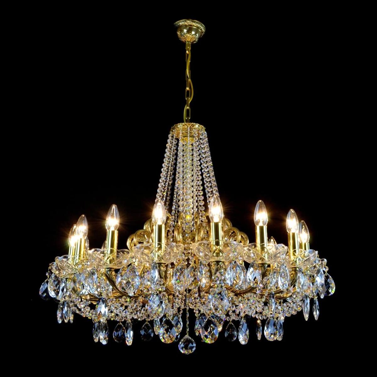Casa Padrino Luxus Barock Kristall Kronleuchter Gold Ø 87 x H. 72 cm - Prunkvolle Messing Kronleuchter mit böhmischem Kristallglas - Barock Möbel - Edel & Prunkvoll Casa Padrino Luxus Barock Kristall Kronleuchter Gold Ø 87 x H. 72 cm - Prunkvolle Messing Kronleuchter mit böhmischem Kristallglas - Barock Möbel - Edel & Prunkvoll