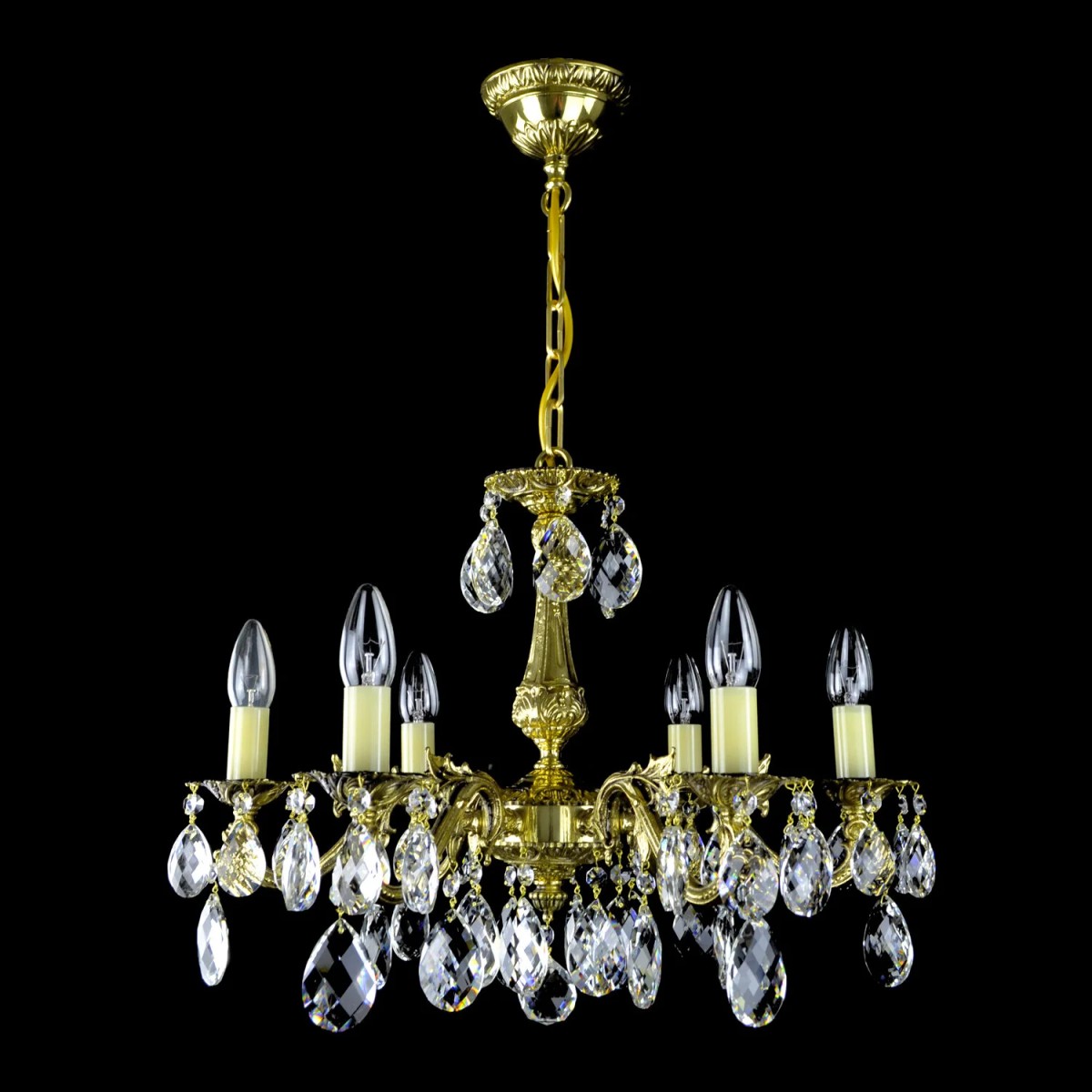 Casa Padrino Lampadario in cristallo barocco di lusso Oro Ø 54 x H. 40 cm - Sontuosa Lampadario in ottone con cristallo di Boemia - Mobili barocchi - Nobile e sontuoso Casa Padrino Lampadario in cristallo barocco di lusso Oro Ø 54 x H. 40 cm - Sontuosa Lampadario in ottone con cristallo di Boemia - Mobili barocchi - Nobile e sontuoso