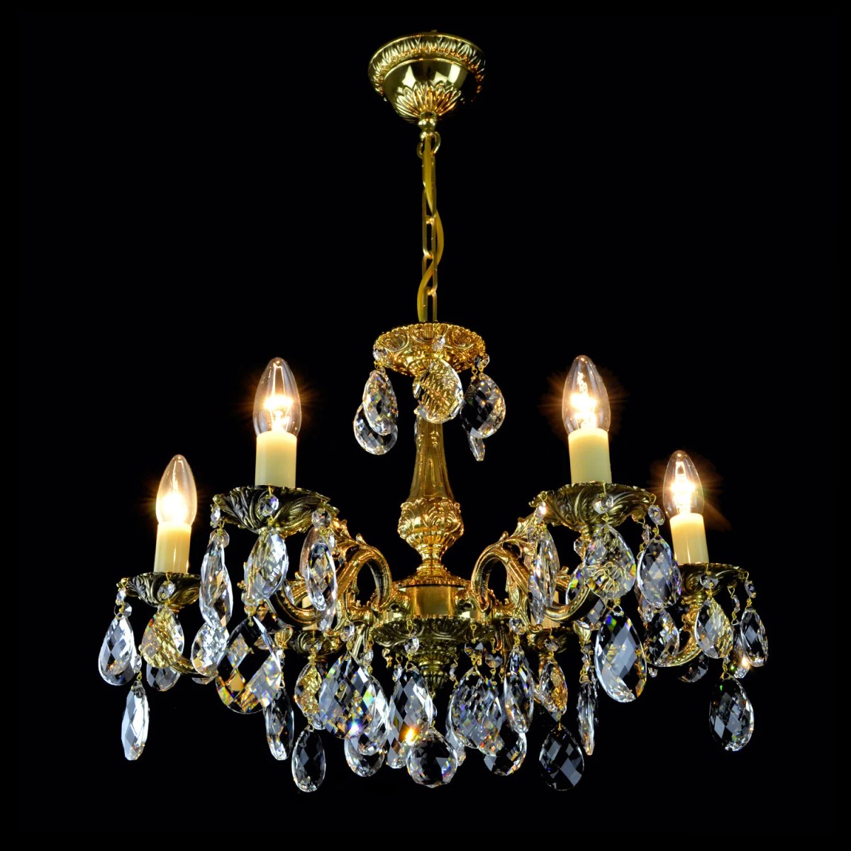 Casa Padrino Lampadario in cristallo barocco di lusso Oro Ø 54 x H. 40 cm - Sontuosa Lampadario in ottone con cristallo di Boemia - Mobili barocchi - Nobile e sontuoso Casa Padrino Lampadario in cristallo barocco di lusso Oro Ø 54 x H. 40 cm - Sontuosa Lampadario in ottone con cristallo di Boemia - Mobili barocchi - Nobile e sontuoso