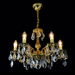 Casa Padrino Lampadario in cristallo barocco di lusso Oro Ø 54 x H. 40 cm - Sontuosa Lampadario in ottone con cristallo di Boemia - Mobili barocchi - Nobile e sontuoso Casa Padrino Lampadario in cristallo barocco di lusso Oro Ø 54 x H. 40 cm - Sontuosa Lampadario in ottone con cristallo di Boemia - Mobili barocchi - Nobile e sontuoso