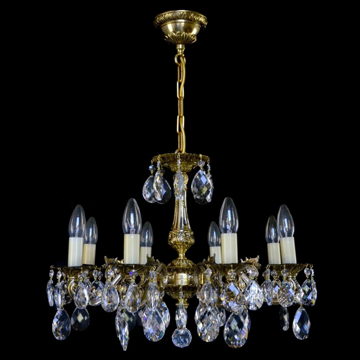 Casa Padrino Lustre en cristal baroque de luxe Or Ø 56 x H. 42 cm - Somptueuse Lustre en laiton avec cristal de Bohême - Meubles baroques - Noble & somptueux Casa Padrino Lustre en cristal baroque de luxe Or Ø 56 x H. 42 cm - Somptueuse Lustre en laiton avec cristal de Bohême - Meubles baroques - Noble & somptueux
