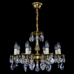 Casa Padrino Lustre en cristal baroque de luxe Or Ø 56 x H. 42 cm - Somptueuse Lustre en laiton avec cristal de Bohême - Meubles baroques - Noble & somptueux Casa Padrino Lustre en cristal baroque de luxe Or Ø 56 x H. 42 cm - Somptueuse Lustre en laiton avec cristal de Bohême - Meubles baroques - Noble & somptueux