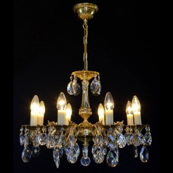 Casa Padrino Lustre en cristal baroque de luxe Or Ø 56 x H. 42 cm - Somptueuse Lustre en laiton avec cristal de Bohême - Meubles baroques - Noble & somptueux Casa Padrino Lustre en cristal baroque de luxe Or Ø 56 x H. 42 cm - Somptueuse Lustre en laiton avec cristal de Bohême - Meubles baroques - Noble & somptueux