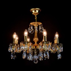 Casa Padrino Lustre en cristal baroque de luxe Or Ø 56 x H. 42 cm - Somptueuse Lustre en laiton avec cristal de Bohême - Meubles baroques - Noble & somptueux Casa Padrino Lustre en cristal baroque de luxe Or Ø 56 x H. 42 cm - Somptueuse Lustre en laiton avec cristal de Bohême - Meubles baroques - Noble & somptueux