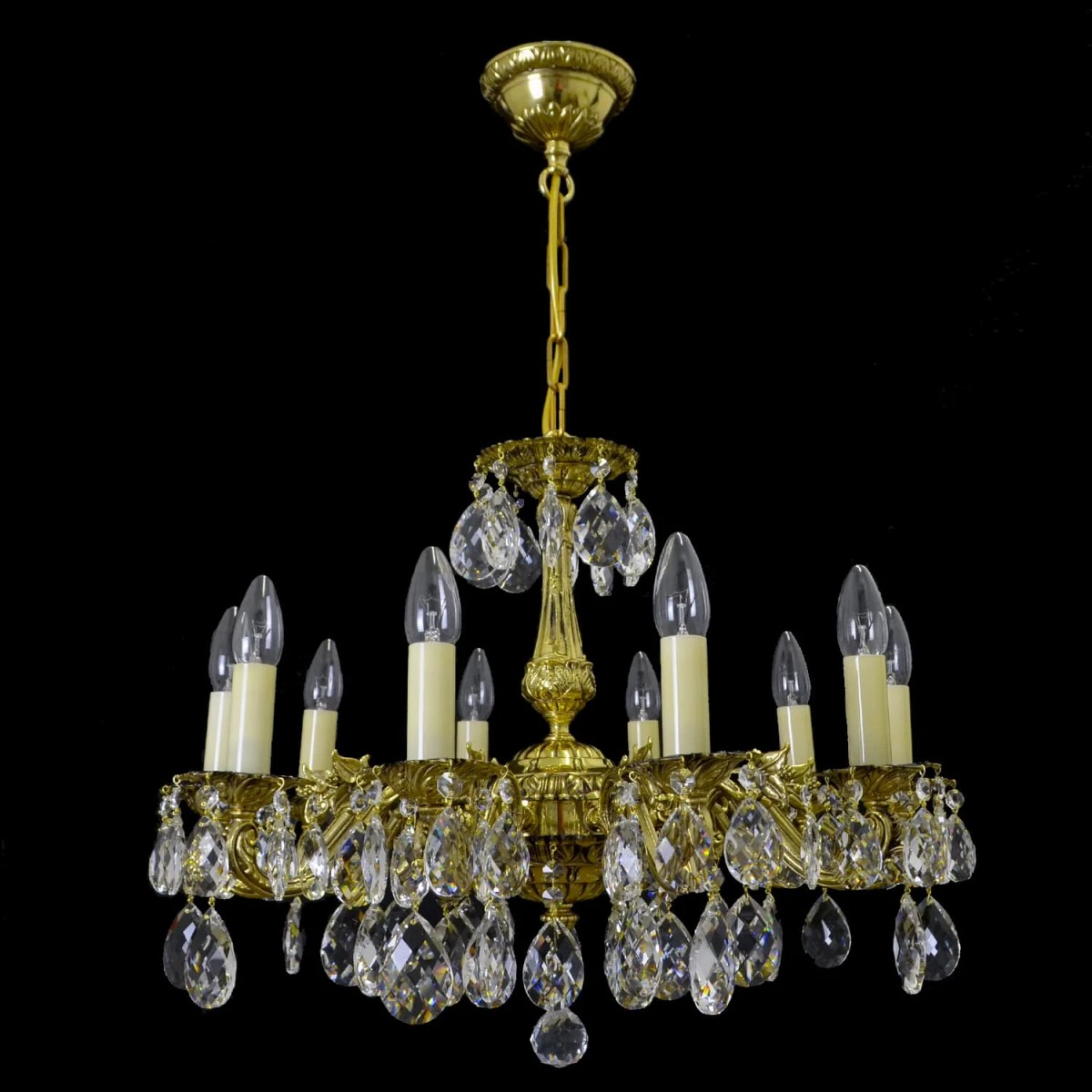 Casa Padrino Luxus Barock Kristall Kronleuchter Gold Ø 60 x H. 46 cm - Prunkvolle Messing Kronleuchter mit böhmischem Kristallglas - Barock Möbel - Edel & Prunkvoll Casa Padrino Luxus Barock Kristall Kronleuchter Gold Ø 60 x H. 46 cm - Prunkvolle Messing Kronleuchter mit böhmischem Kristallglas - Barock Möbel - Edel & Prunkvoll
