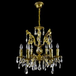 Casa Padrino Luxury Baroque Crystal Chandelier Gold Ø 53 x H. 52 cm - Magnificent Brass Chandelier with Bohemian Crystal Glass - Baroque Furniture - Noble & Magnificent