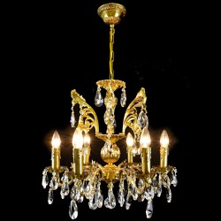 Casa Padrino Luxury Baroque Crystal Chandelier Gold Ø 53 x H. 52 cm - Magnificent Brass Chandelier with Bohemian Crystal Glass - Baroque Furniture - Noble & Magnificent