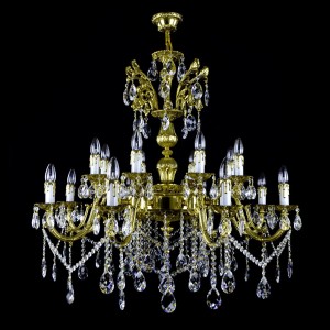 Casa Padrino Lámpara de araña de cristal barroco de lujo Oro Ø 78 x H. 65 cm - Suntuosa Lámpara de araña de latón con cristal de Bohemia - Muebles barrocos - Noble y suntuosa