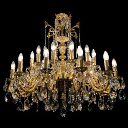 Casa Padrino Lampadario in cristallo barocco di lusso Oro Ø 95 x H. 90 cm - Sontuosa Lampadario in ottone con cristallo di Boemia - Mobili barocchi - Nobile e sontuoso