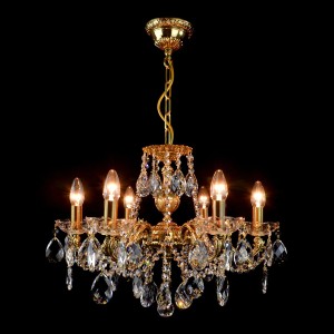 Casa Padrino Lámpara de araña de cristal barroco de lujo Oro Ø 54 x H. 39 cm - Suntuosa Lámpara de araña de latón con cristal de Bohemia - Muebles barrocos - Noble y suntuosa
