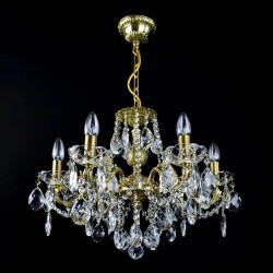 Casa Padrino Lámpara de araña de cristal barroco de lujo Oro Ø 54 x H. 39 cm - Suntuosa Lámpara de araña de latón con cristal de Bohemia - Muebles barrocos - Noble y suntuosa Casa Padrino Lámpara de araña de cristal barroco de lujo Oro Ø 54 x H. 39 cm - Suntuosa Lámpara de araña de latón con cristal de Bohemia - Muebles barrocos - Noble y suntuosa