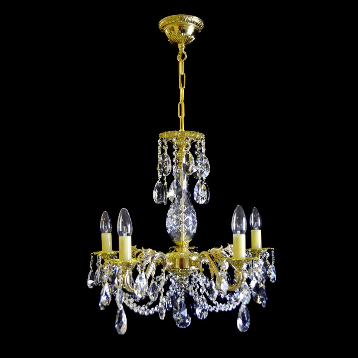 Casa Padrino Lustre en cristal baroque de luxe Or Ø 55 x H. 52 cm - Somptueuse Lustre en laiton avec cristal de Bohême - Meubles baroques - Noble & somptueux Casa Padrino Lustre en cristal baroque de luxe Or Ø 55 x H. 52 cm - Somptueuse Lustre en laiton avec cristal de Bohême - Meubles baroques - Noble & somptueux